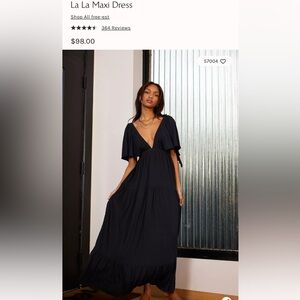 Free People Deep V-Neck Black Maxi Dress